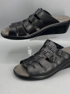SAS Tripad Comfort Double Buckle Strappy Sandals Womens 8.5 Black Slip On 266119